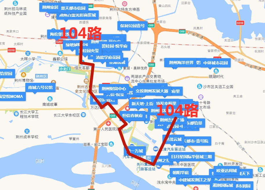 荆州104路公交线路