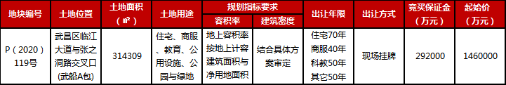 武昌区P（2020）119号武船A包地块撤销挂牌！原定于10月30日出让