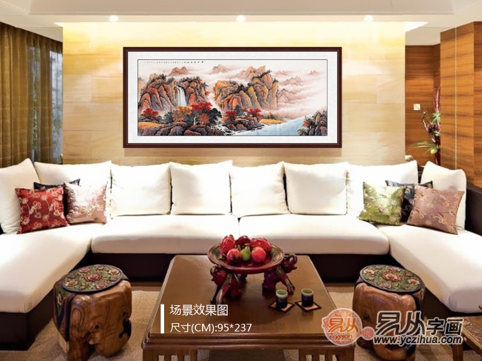 吉年必选 王宁沙发墙挂画《宝地祥云起》（作品来源：易从网）