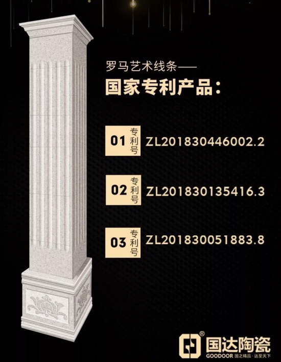 罗马艺术线条荣获多项国家专利