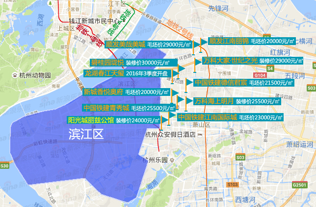 新闻中心 导购 正文  在杭州的滨江与萧山交界,一个又一个楼盘在这图片