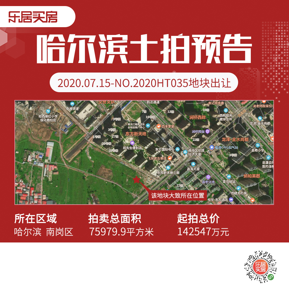 土拍预告|哈西继红校旁近7.6万平地出让！起拍楼面价7504.45元/㎡