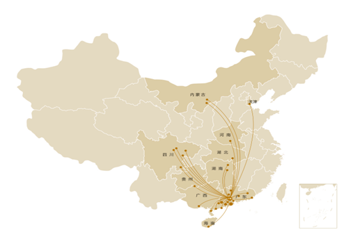 (敏捷集团全国布局图)