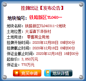 温岭市大溪镇下洋张村铁路新区TL040311-2商业地块预计12月网拍