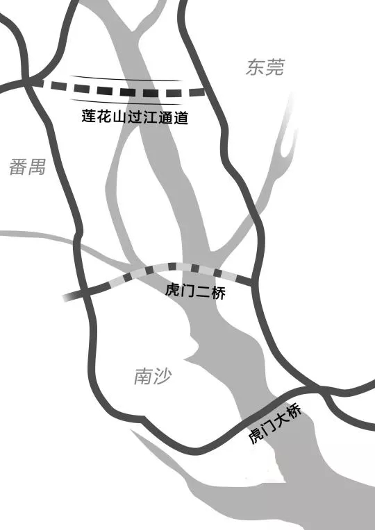 莲花山跨江通道 2020年开建       莲花山过江通道,路线东端起于广深