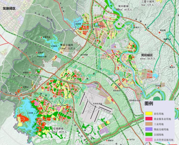 简州新城和简阳城区还有大量的住宅用地(摘自《简阳市城市总体规划