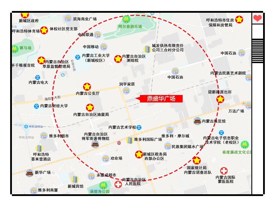 (鼎盛华广场2.5公里社区生活圈示意图)