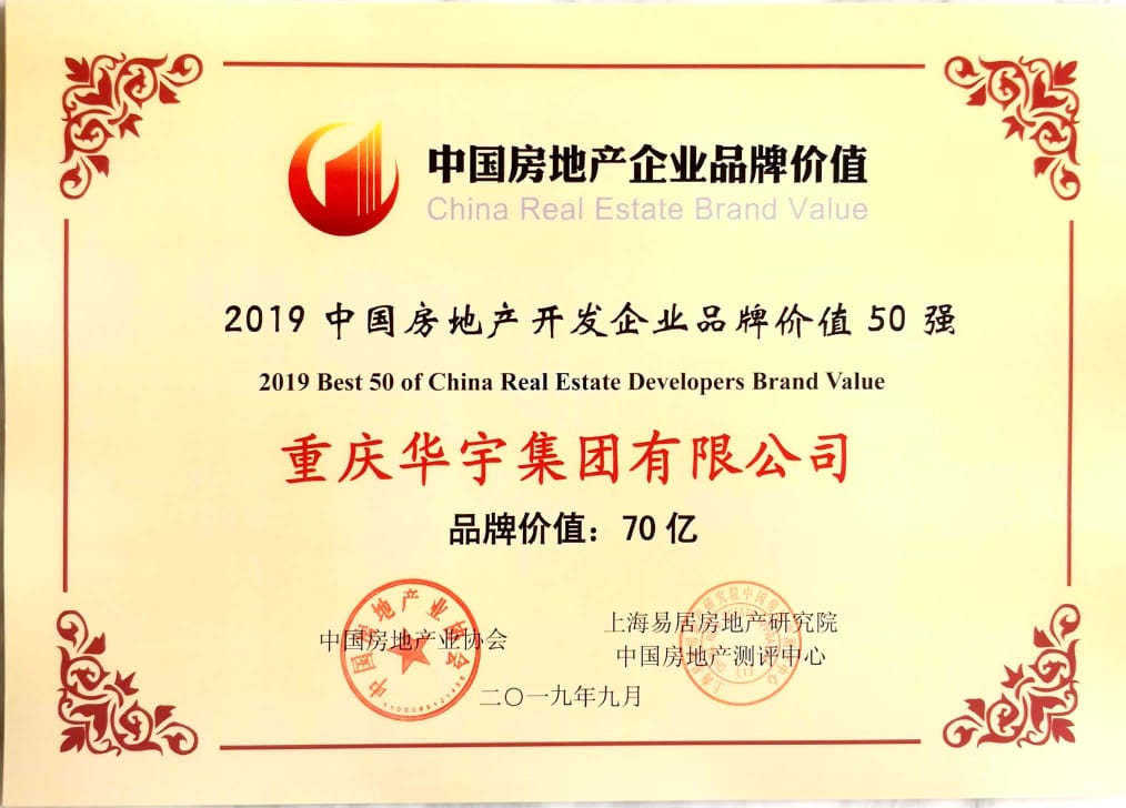 2019中国房地产开发企业品牌价值50强