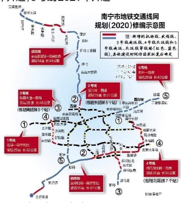 连线成网 南宁到2021年将开通5条地铁