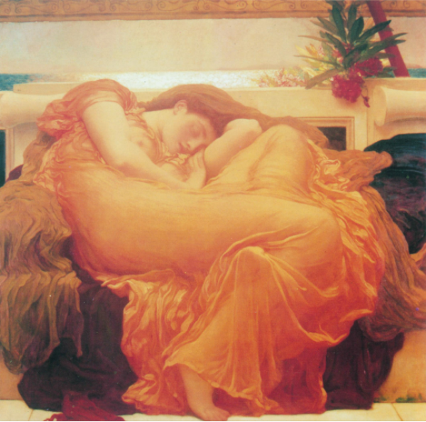 3-3图(15)  英国画家莱顿的《温情的琼》，充满浪漫与梦幻般的诗意。