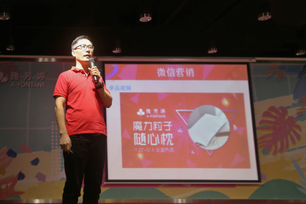 （雅芳婷营业部副总经理李龙宣讲方案及产品）