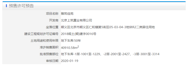 拿证速递|顺义雅筑佳苑获预售许可预告