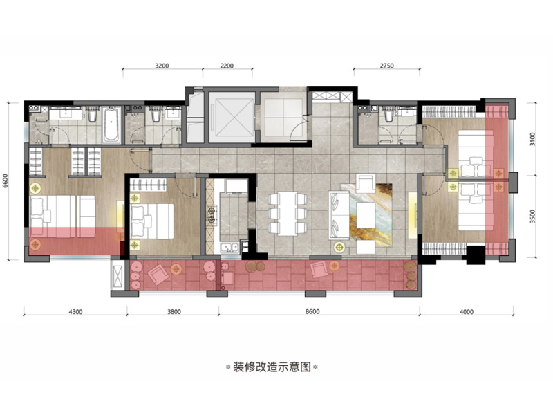 建面约171m²  四室·两厅·三卫