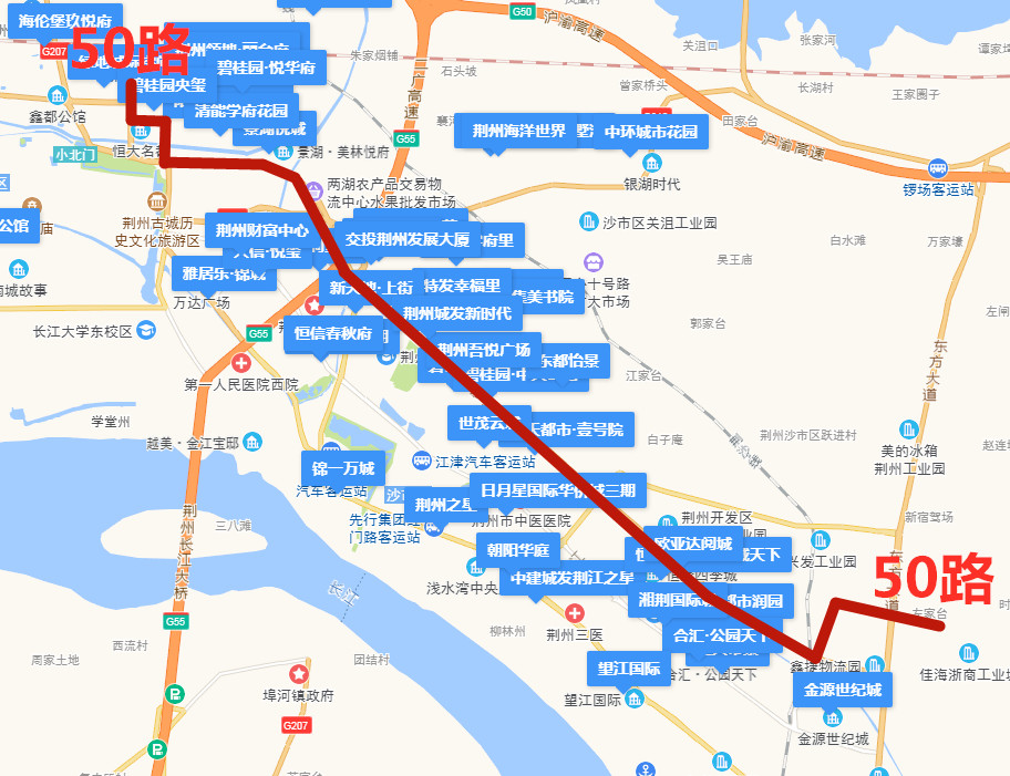 荆州50路公交线路