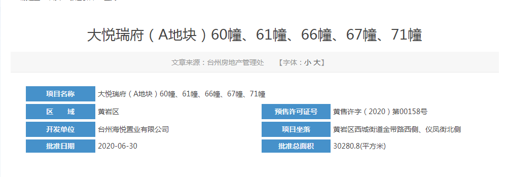 大悦瑞府已取得最新预售证