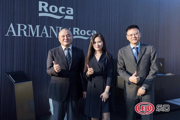 （从左至右）ARMANI/Roca华北区总经理韩震，ARMANI/Roca全国零售经理张红娜，ARMANI／Roca 中国区销售总监苗永