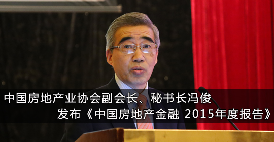 中国房地产业协会副会长、秘书长冯俊发布《中国房地产金融 2015年度报告》