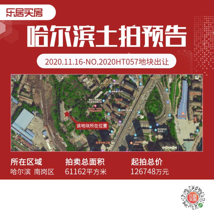 土拍预告|11月首宗 南岗12.67亿起拍棚改用地 楼面价6516.8元/㎡