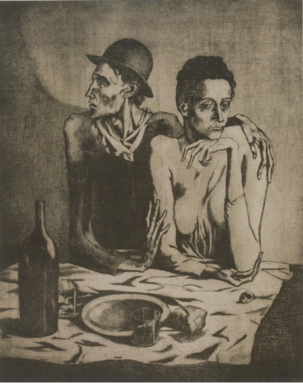 3-3图(17)  毕加索早期作品，表现出一种在孤涩宁静下的呻吟，一种莫名的诗意。