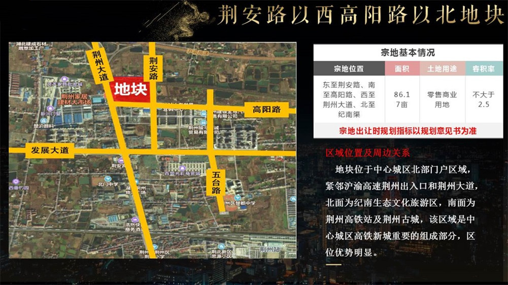 荆州2020年土地拍卖介绍之荆安路以西安阳路以北地块