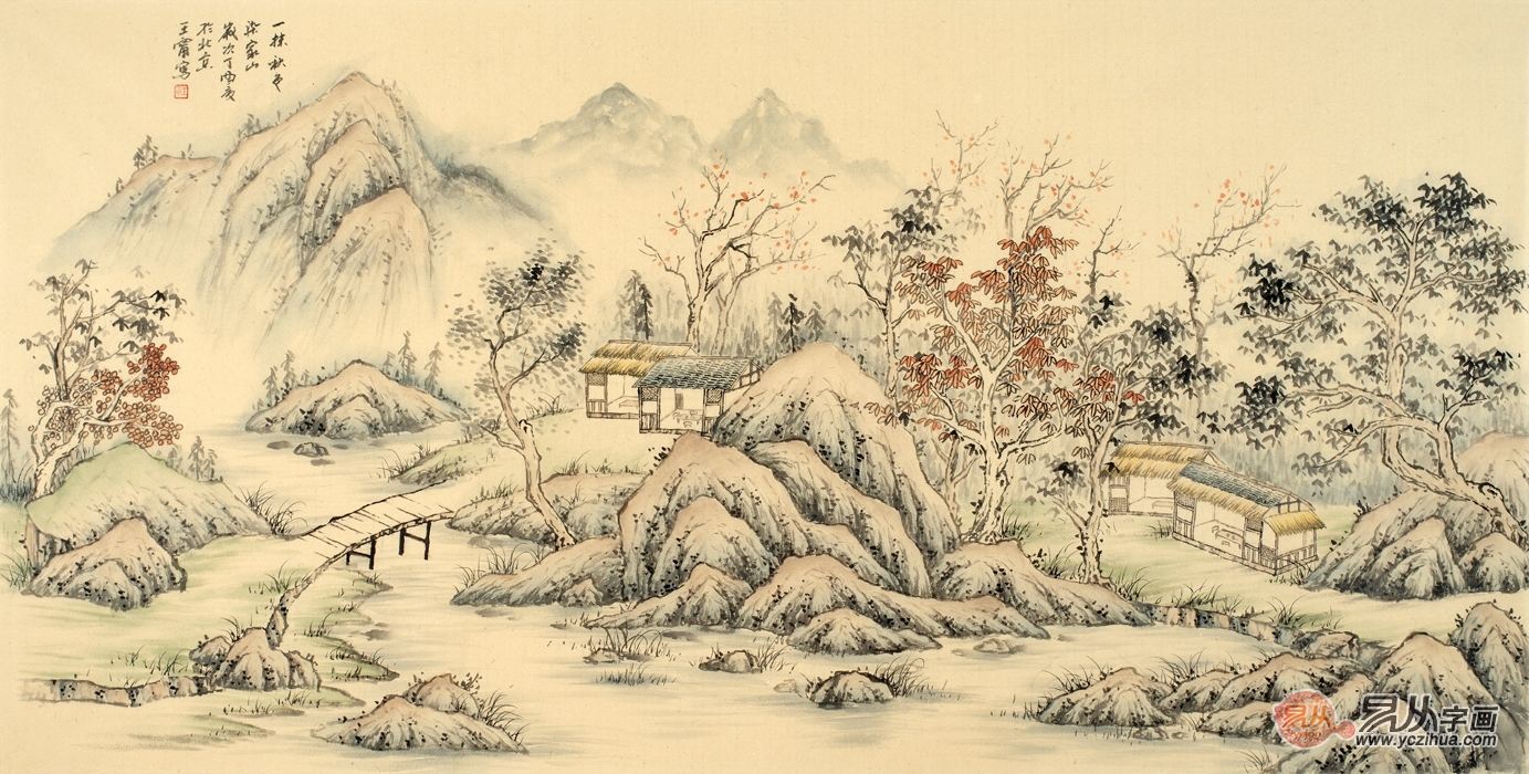 新中式客厅挂什么画?传统山水画为您的家锦上