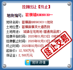 温岭市箬横镇横滨大道西侧商住地块终止出让