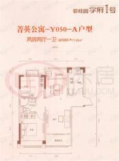 碧桂园·学府1号2室2厅1卫户型图