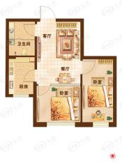 楚盛现代城2室2厅1卫户型图