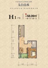 太白山水1室1厅1卫户型图