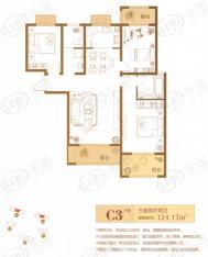 万创公园城邦3室2厅2卫户型图