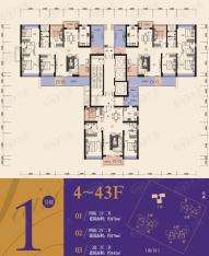 佳兆业中央广场二期3室2厅2卫户型图
