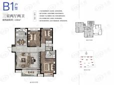 龙湖春江郦城3室2厅2卫户型图