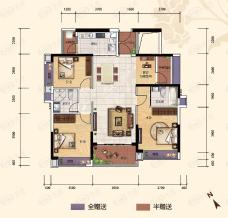 越秀天悦星院3室2厅2卫户型图