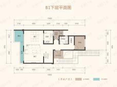 保利堂悦大院洋墅B1户型上层平面图户型图