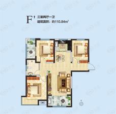 富田兴和湾3室2厅1卫户型图