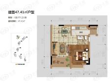 云美森林时光1室2厅1卫户型图