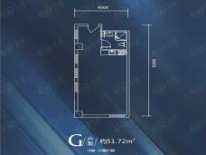 泾渭国际中心1室1厅1卫户型图