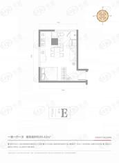 恒祺克拉天玺1室1厅1卫户型图