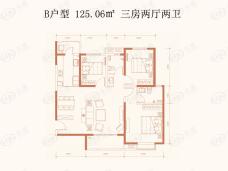 龙腾万都汇3室2厅2卫户型图