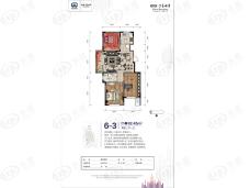 中铁丁香水岸2室2厅1卫户型图