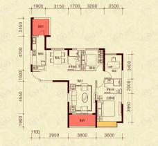 汉中恒大城3室2厅2卫户型图
