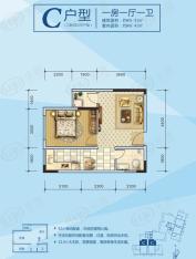 悠山华庭1室1厅1卫户型图