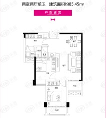 MOCO18852室2厅1卫户型图