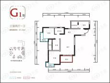 中铁天宏康郡3室2厅1卫户型图