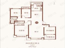 西安恒大悦龙台4室2厅2卫户型图