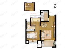 招商学府18722室2厅1卫户型图