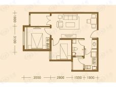 凤城国贸北区6#楼标准层2户型 2室2厅1卫 73.49平方米户型图
