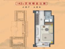 宝龙大沽河艺术村艺悦公寓1室1厅1卫户型图