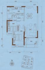 天健上城2室2厅1卫户型图