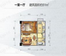 极地盛世名都1室1厅1卫户型图